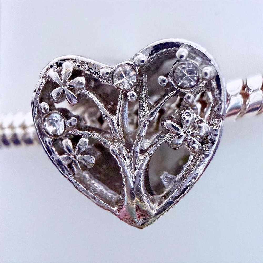 Pandora-like Silver Bead Charm Fits Snake Chain Bracelet Heart Tree of Life